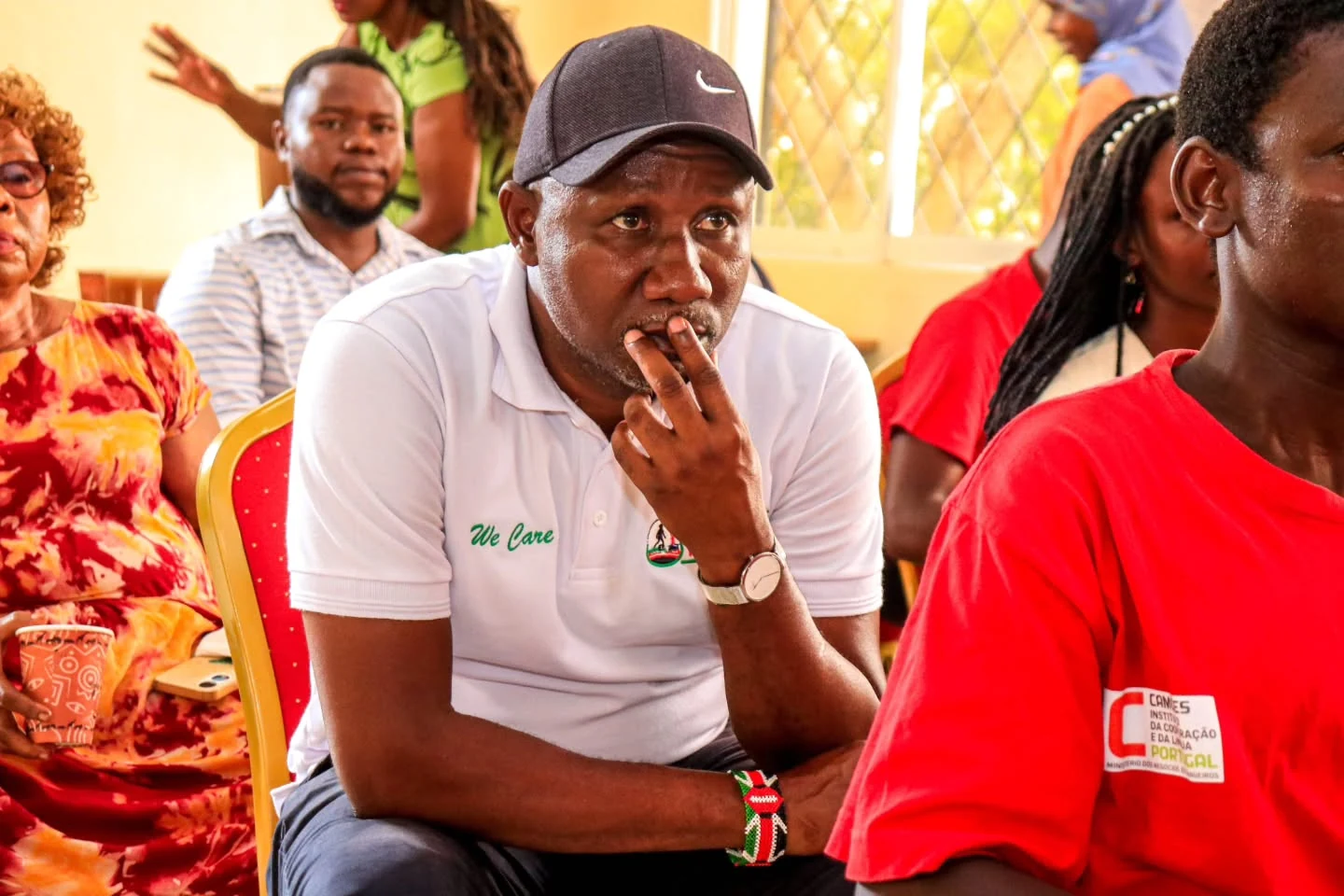 Stakeholders listen together during the Amka Nawi launch gathering.