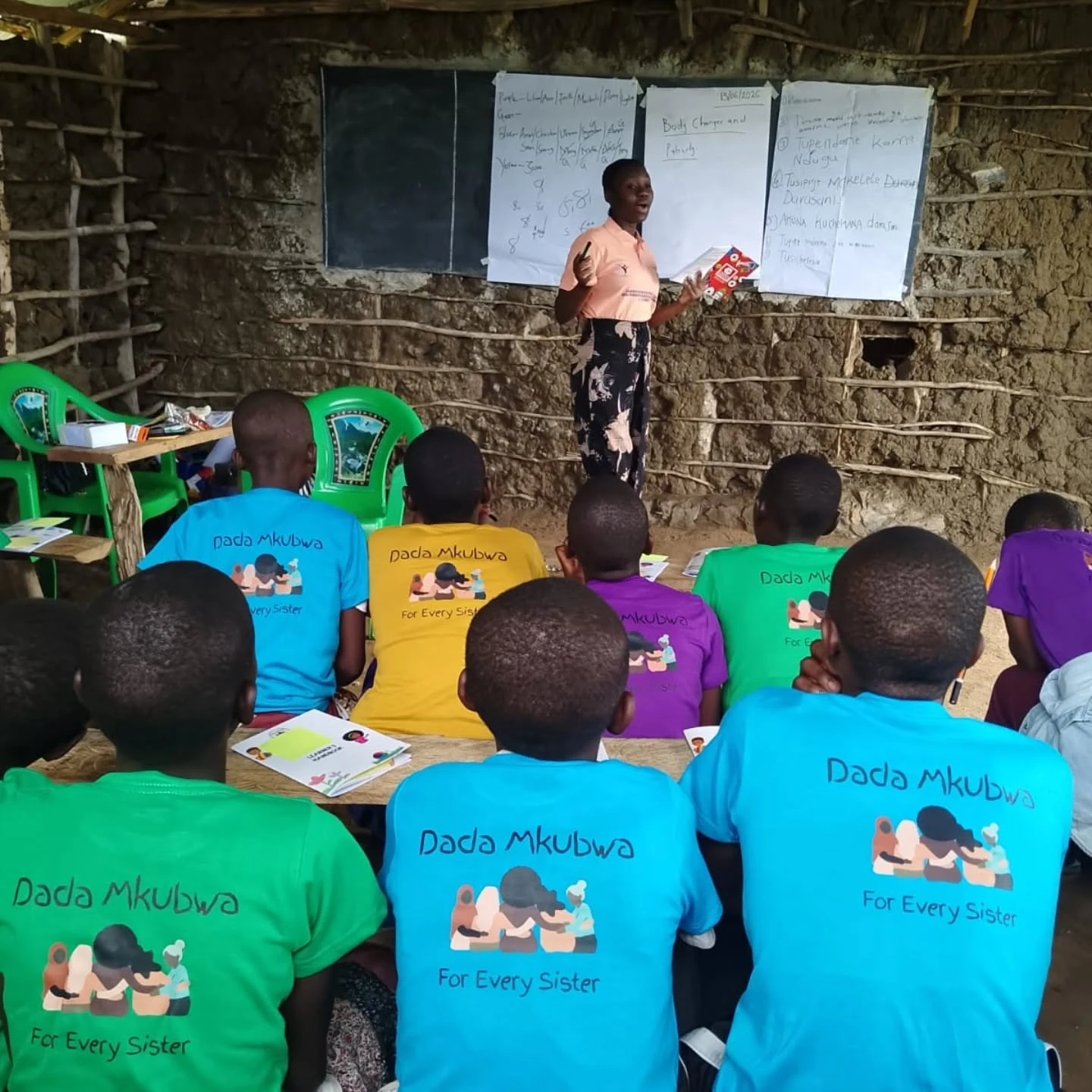 Young L-Care participants take part in a rural learning session with a facilitator.